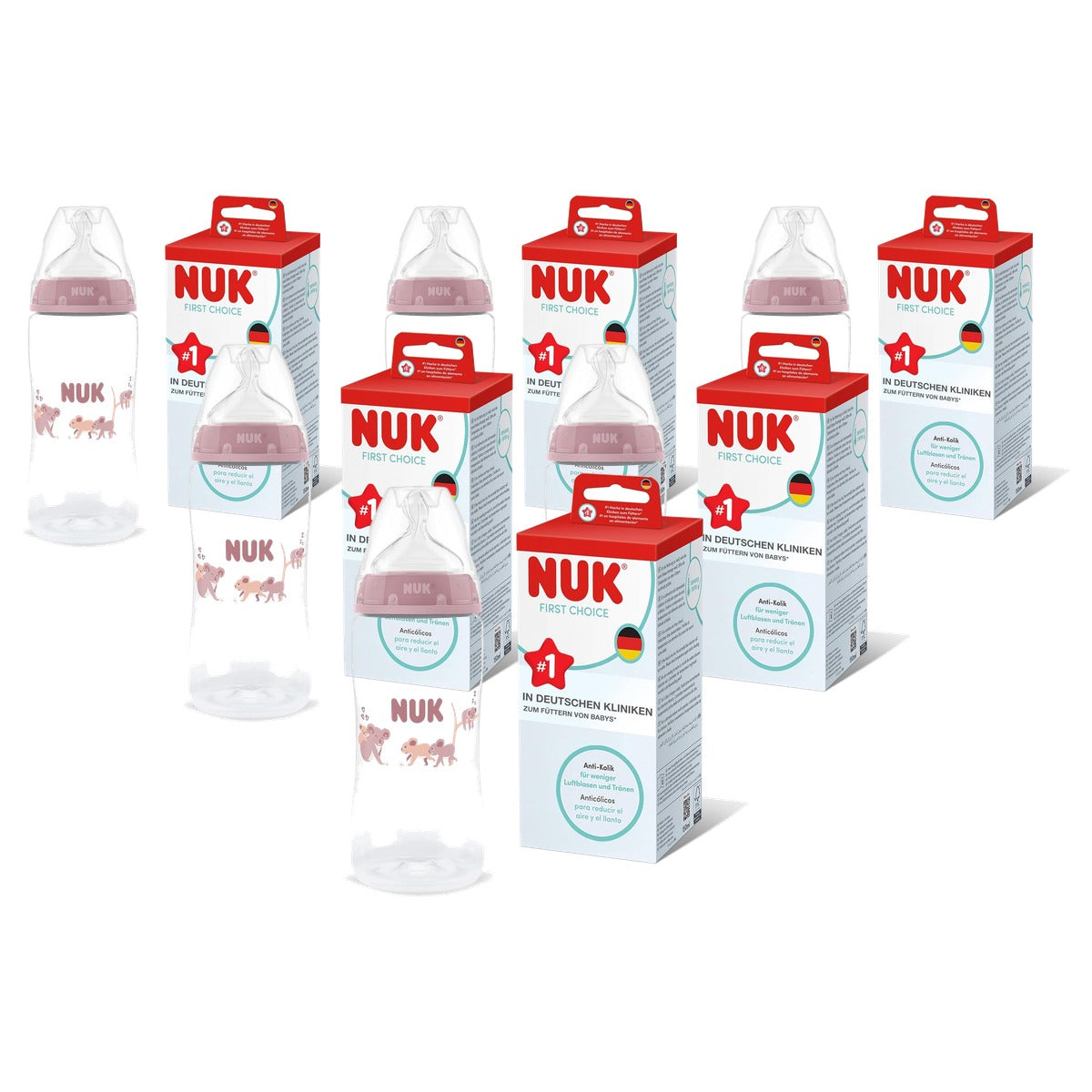 NUK First Choice babyfles Koala 3+ maanden 6 x 300 ml - Voordeelverpakking