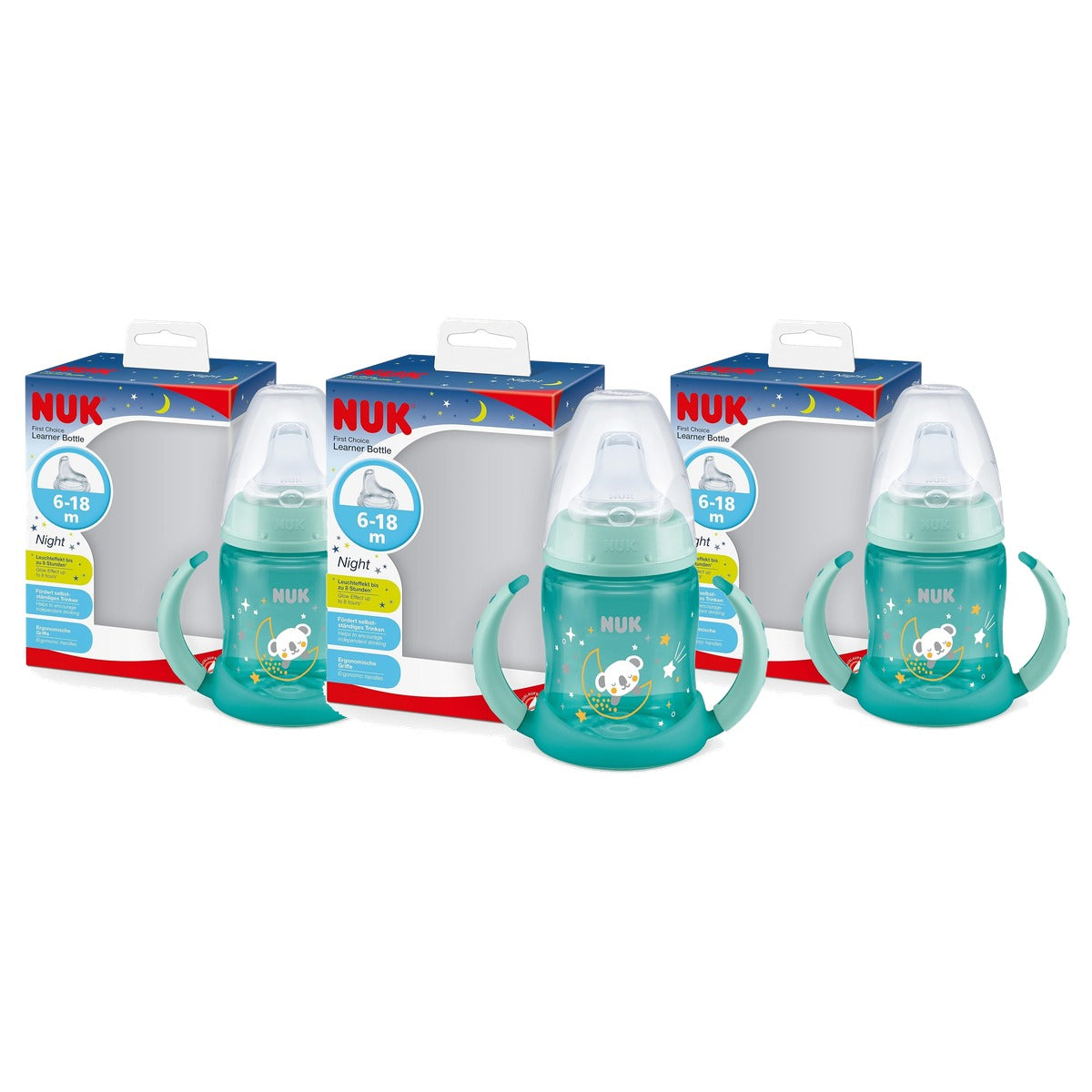 NUK First Choice Drinkbeker Night Koala turquoise 3 x 150 ml - Voordeelverpakking