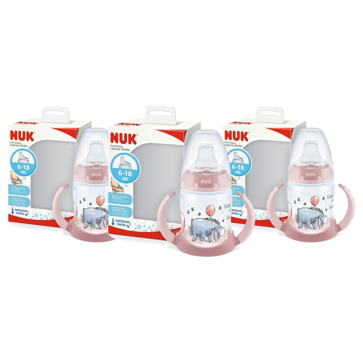 NUK First Choice+ drinkfles Winnie de Poeh roze 3 x 150 ml - Voordeelverpakking