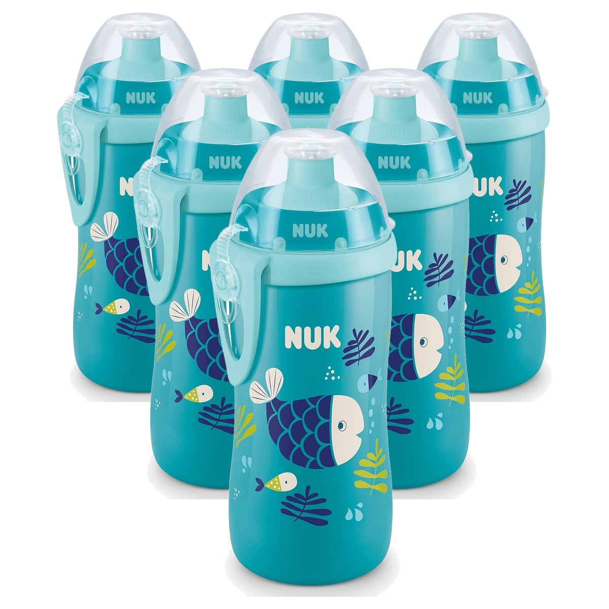 NUK Junior Cup Drinkfles kameleon-effect blauw 6 x 300 ml - Voordeelverpakking