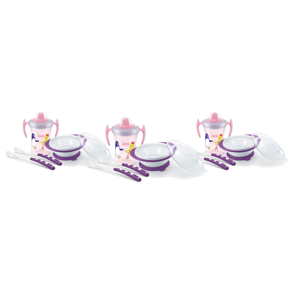NUK Leerset Trainer Cup paars 4-delig 3 x 230 ml - Voordeelverpakking