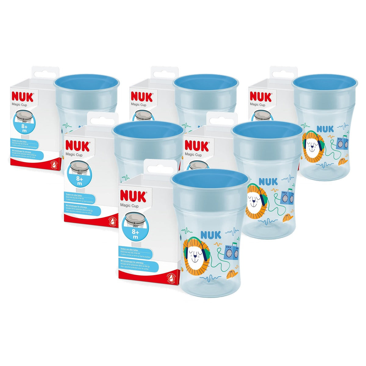 NUK Magic Cup drinkbeker blauwe egel 6 x 230 ml - Voordeelverpakking