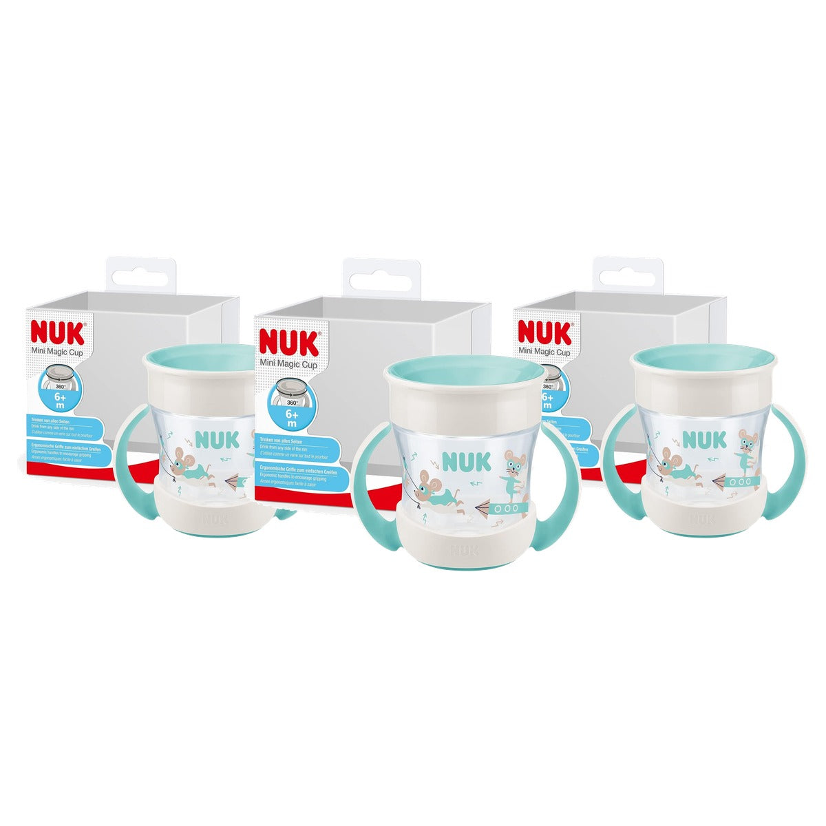 NUK Mini Magic Cup blauwe muis 3 x 160 ml - Voordeelverpakking