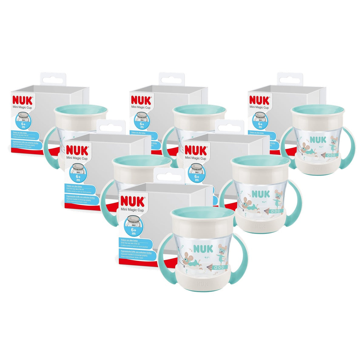 NUK Mini Magic Cup blauwe muis 6 x 160 ml - Voordeelverpakking