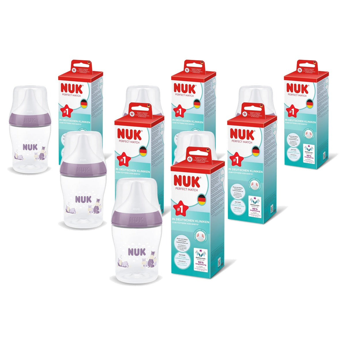 NUK Perfect Match babyfles 0+ maanden PP, 1 stuk 6 x 150 ml - Voordeelverpakking