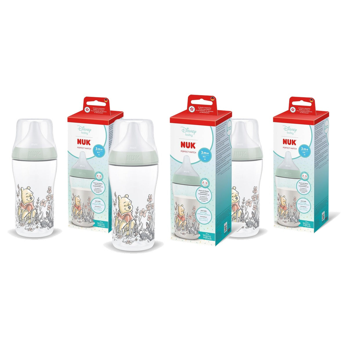 NUK Perfect Match Babyfles Disney Winnie de Poeh 3 x 260 ml - Voordeelverpakking