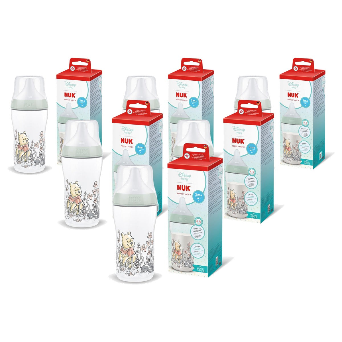 NUK Perfect Match Babyfles Disney Winnie de Poeh 6 x 260 ml - Voordeelverpakking