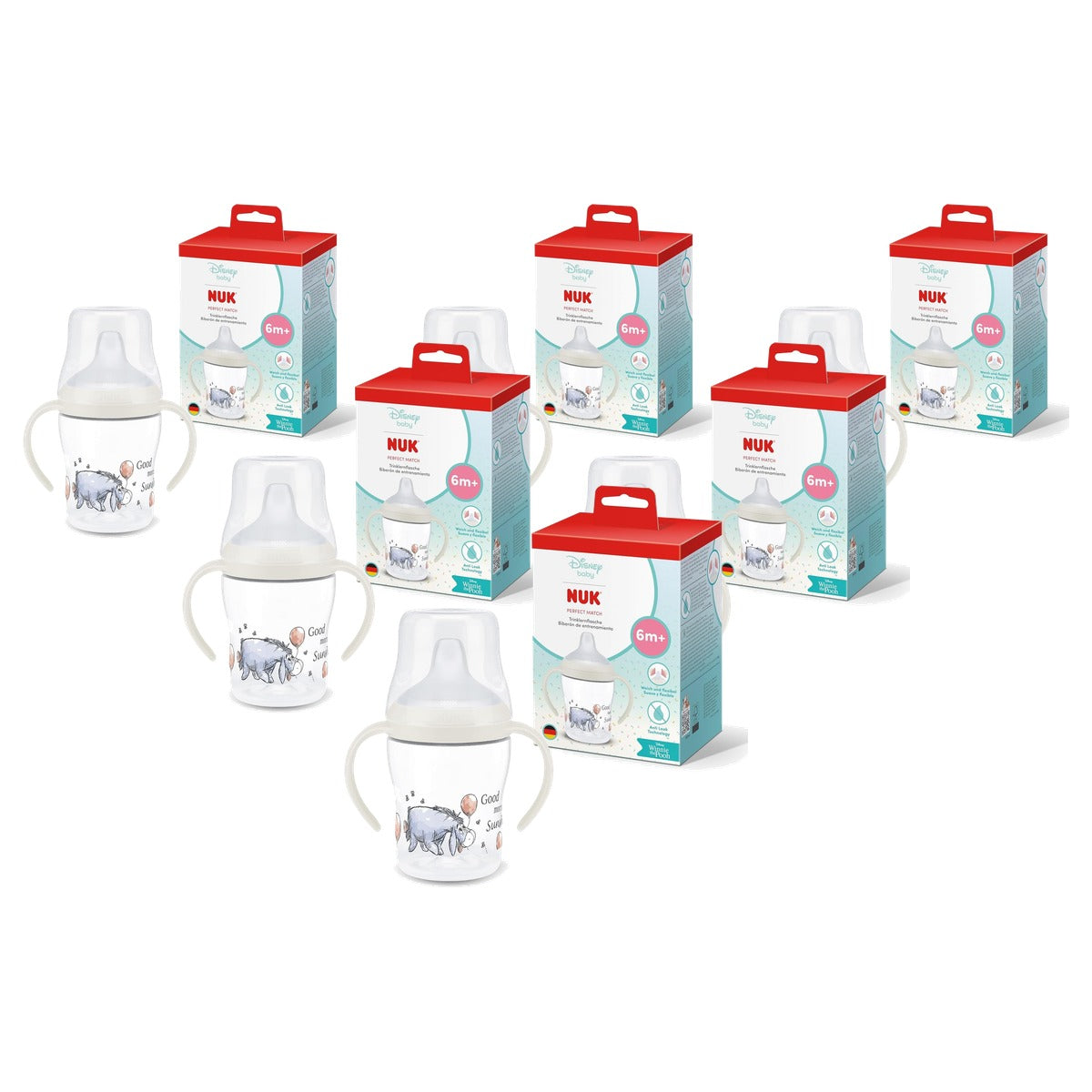 NUK Perfect Match oefenfles Disney I-Ah 6+ maanden 6 x 150 ml - Voordeelverpakking