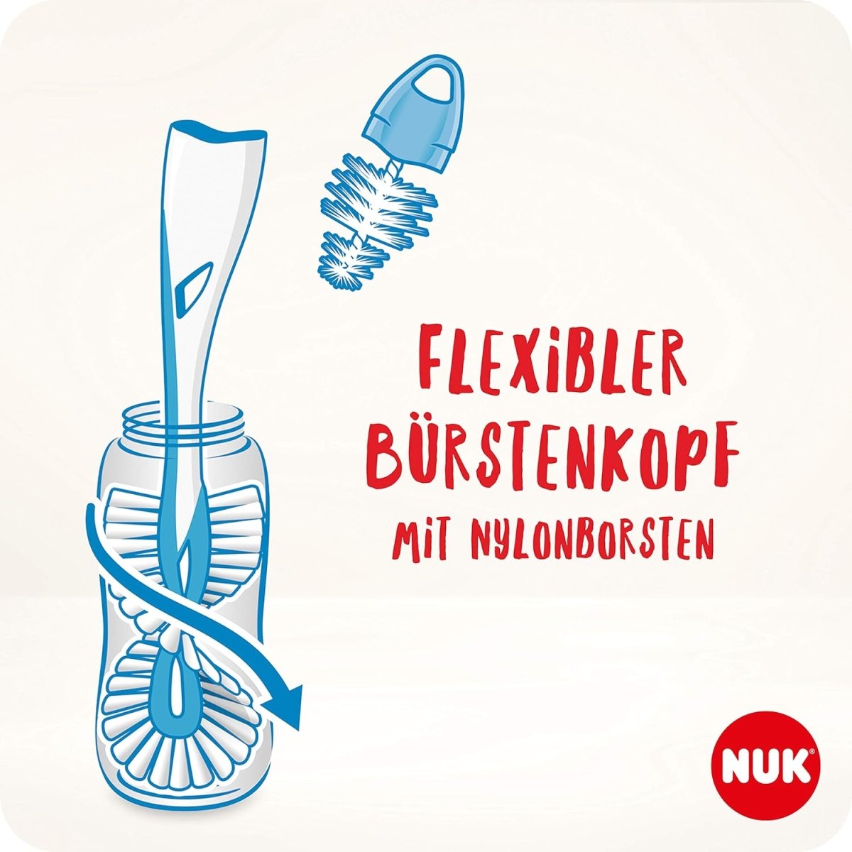 NUK Spülreiniger & Flaschenbürste für Babyflaschen | 2 x Spülreiniger 1 x Bürste für Flasche | 500 ml | Ideal für die Reinigung von Babyflaschen, Saugern & mehr | Parfümfrei | pH - neutral door Huishoudvoordeel nu bij Huishoudvoordeel