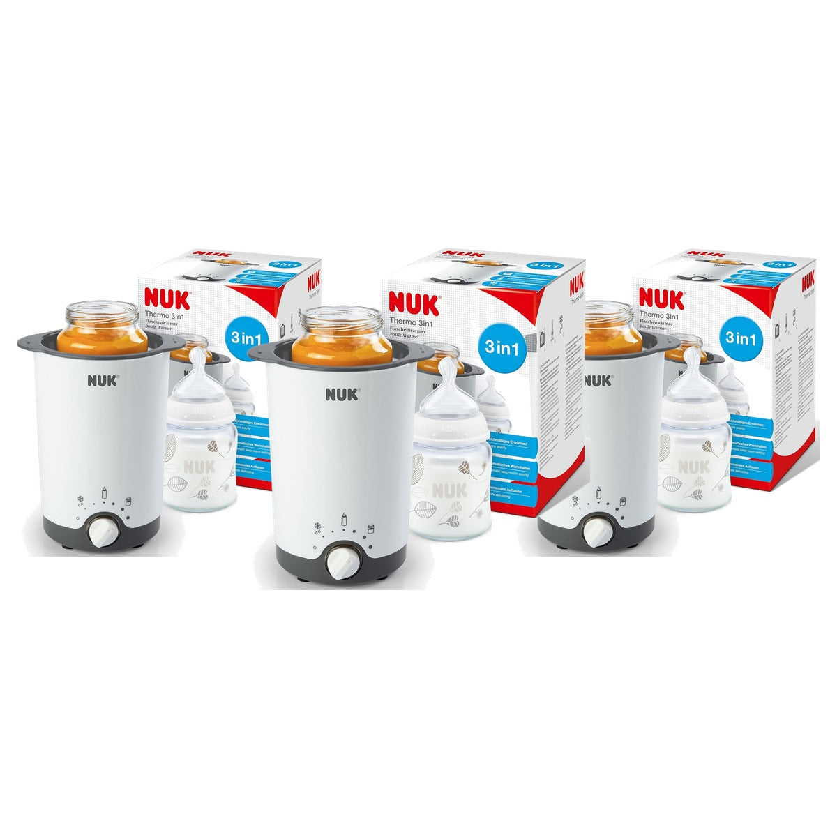 NUK Thermo 3-in-1 flessenwarmer - 3-pack