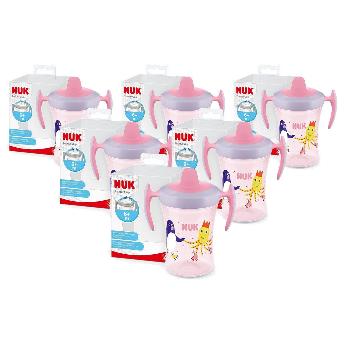 NUK Trainer Cup roze pinguïn 6 x 230 ml - Voordeelverpakking