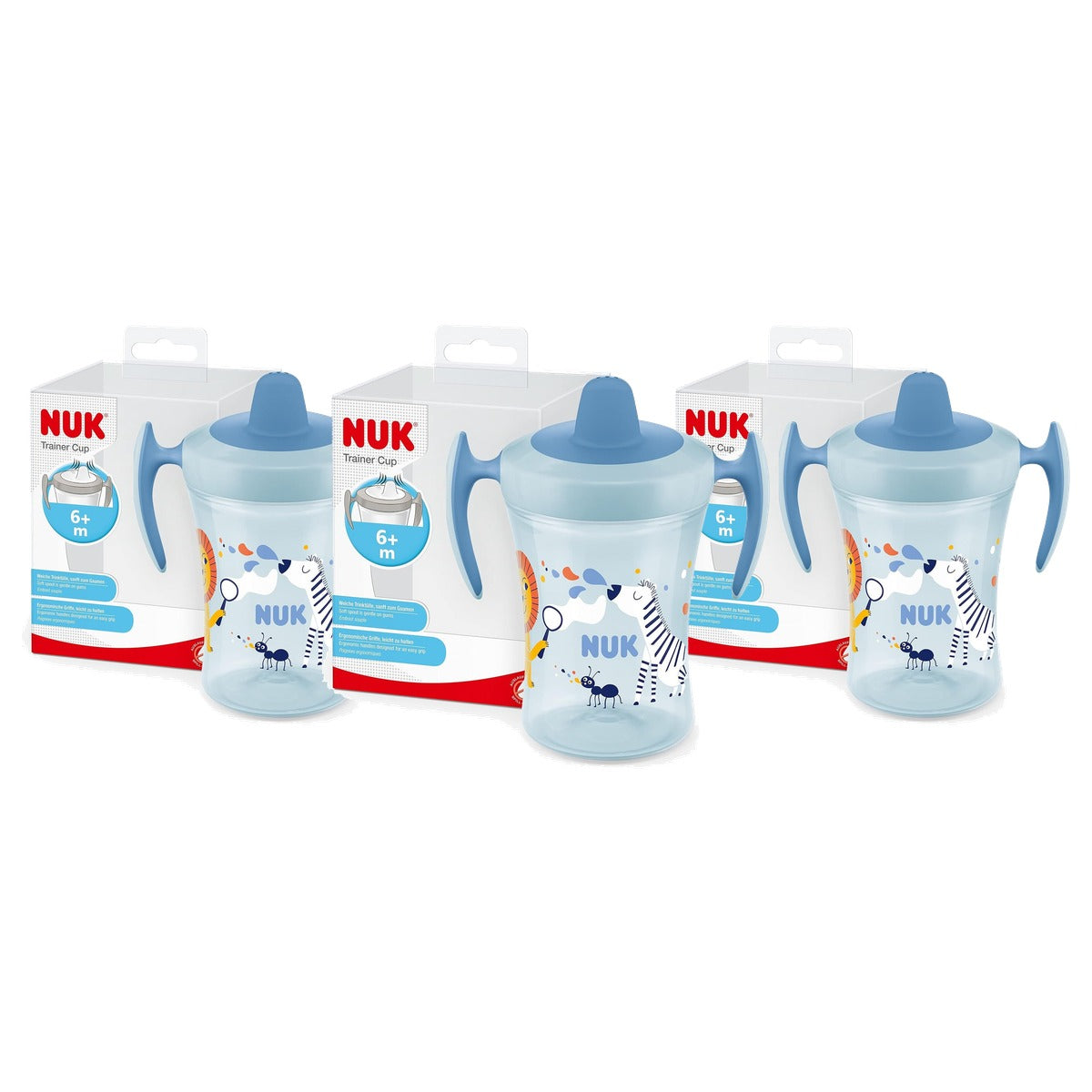 NUK Trainer Cup oefenbeker blauwe zebra 3 x 230 ml - Voordeelverpakking