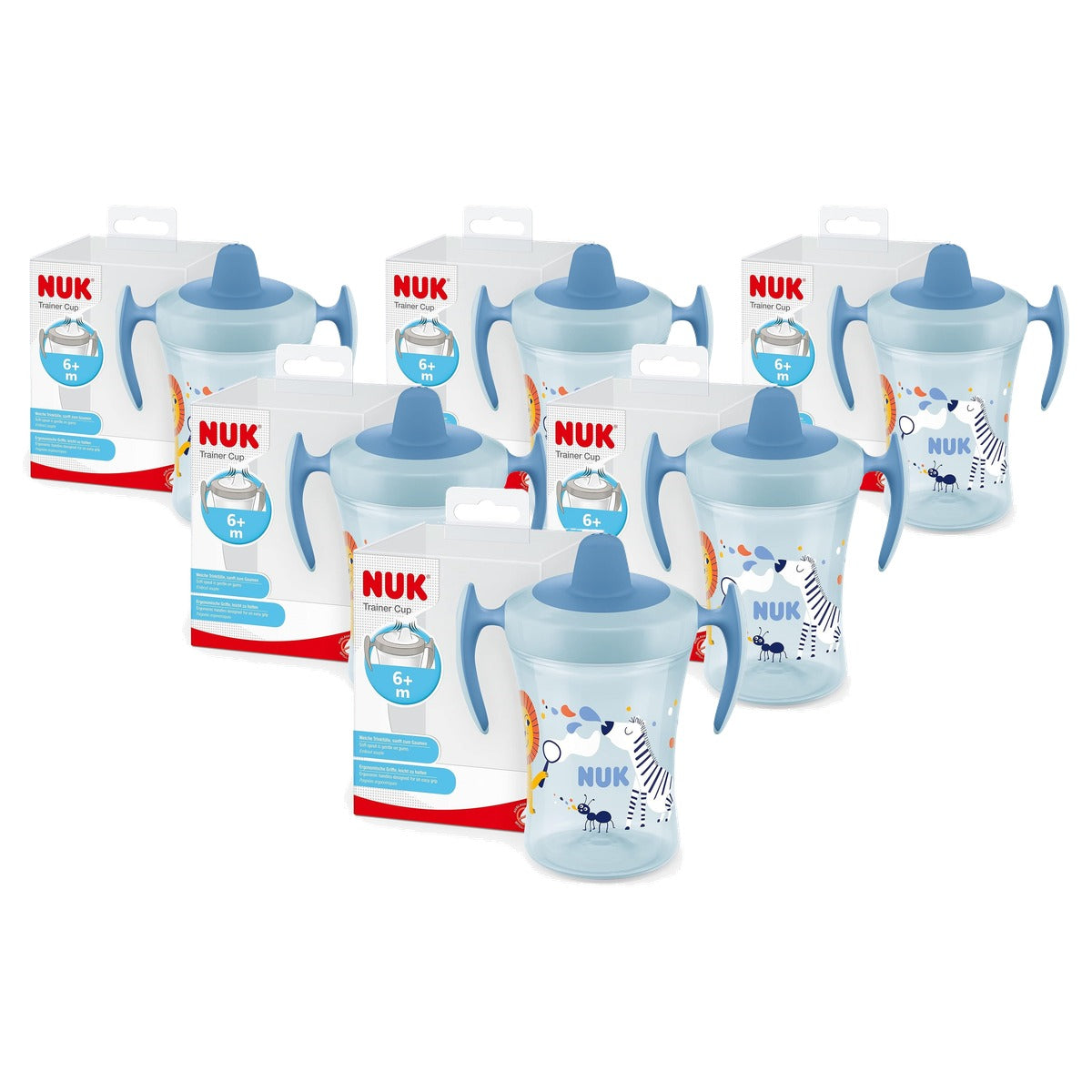 NUK Trainer Cup oefenbeker blauwe zebra 6 x 230 ml - Voordeelverpakking