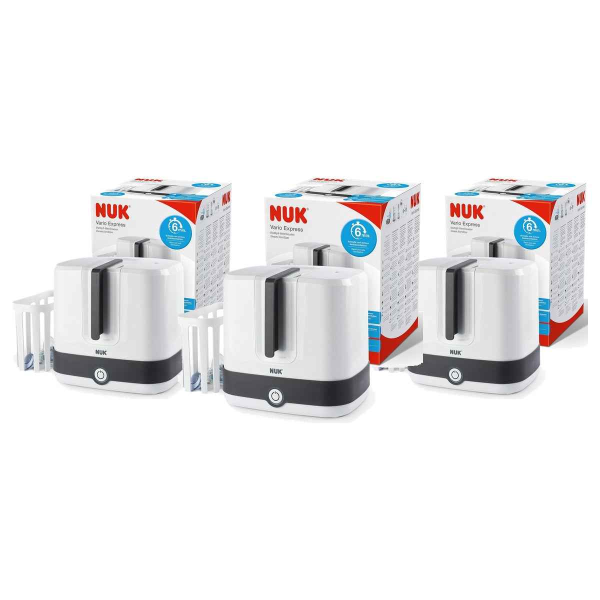 NUK Vario Express Stoom-sterilisator wit - 3-pack