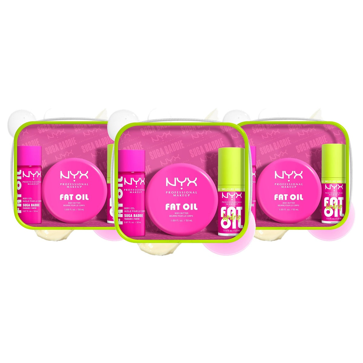NYX PROFESSIONAL MAKEUP Fat Oil Lip & Body Kit Suga Baddie - 3 stuks