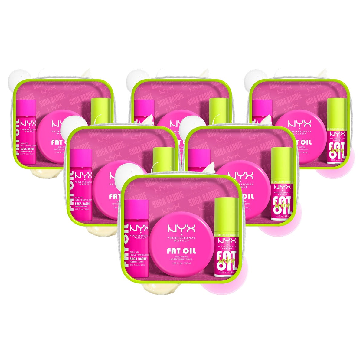 NYX PROFESSIONAL MAKEUP Fat Oil Lip & Body Kit Suga Baddie - 6 stuks