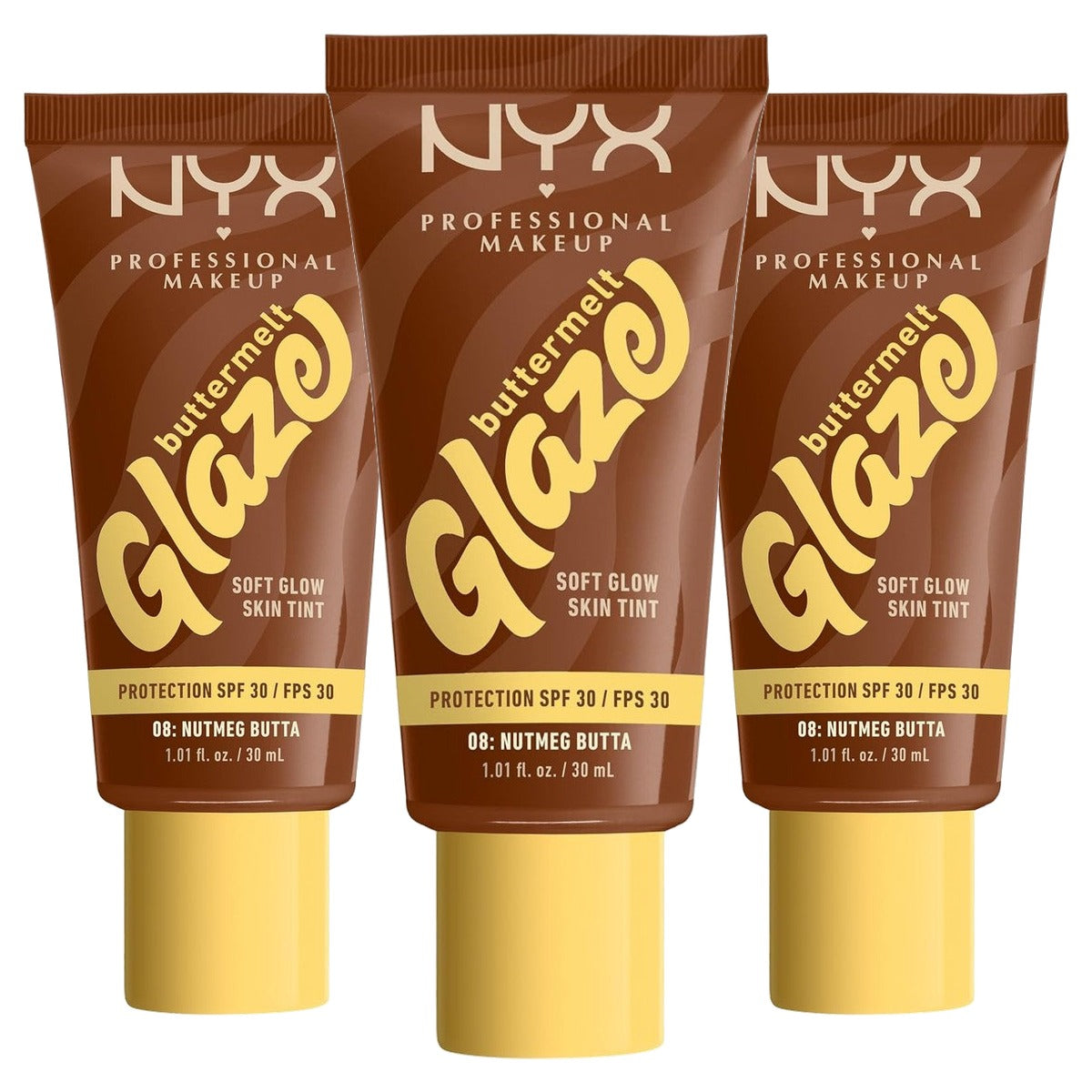 NYX PROFESSIONAL MAKEUP Buttermelt Glaze Foundation 08 Nutmeg Butta 3 x 30 ml