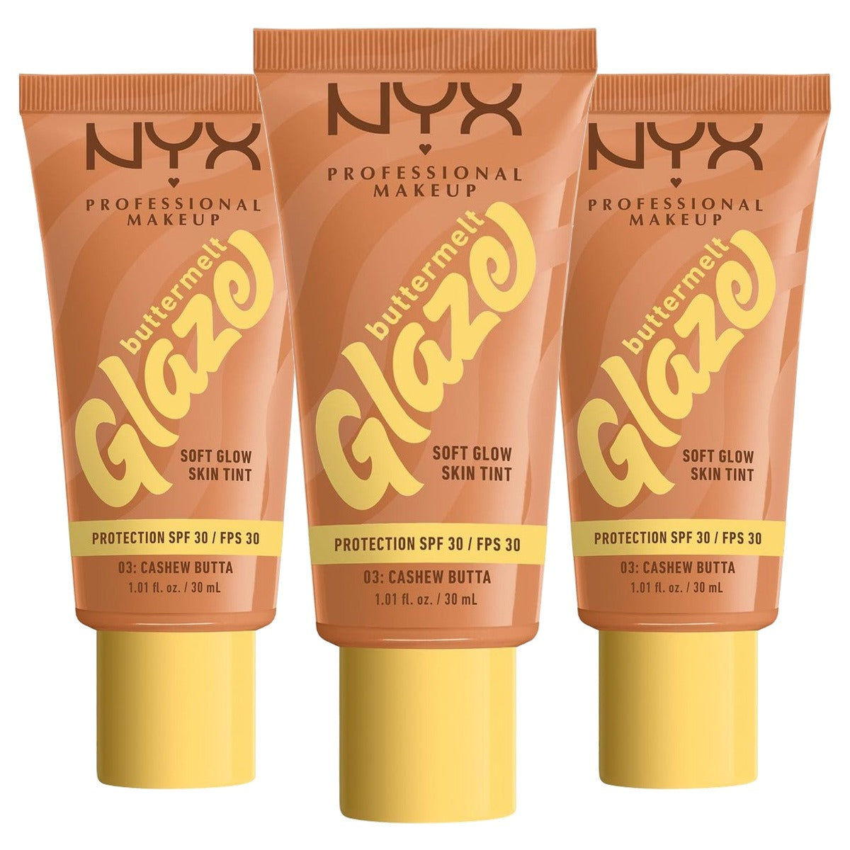 NYX PROFESSIONAL MAKEUP Buttermelt Glaze Foundation 30 ml - 3 stuks