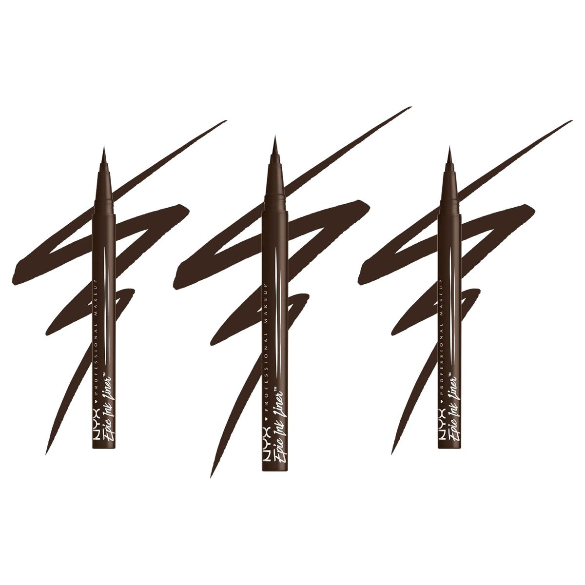 NYX PROFESSIONAL MAKEUP Epic Ink Eyeliner 03 Dark Chocolate - 3 stuks