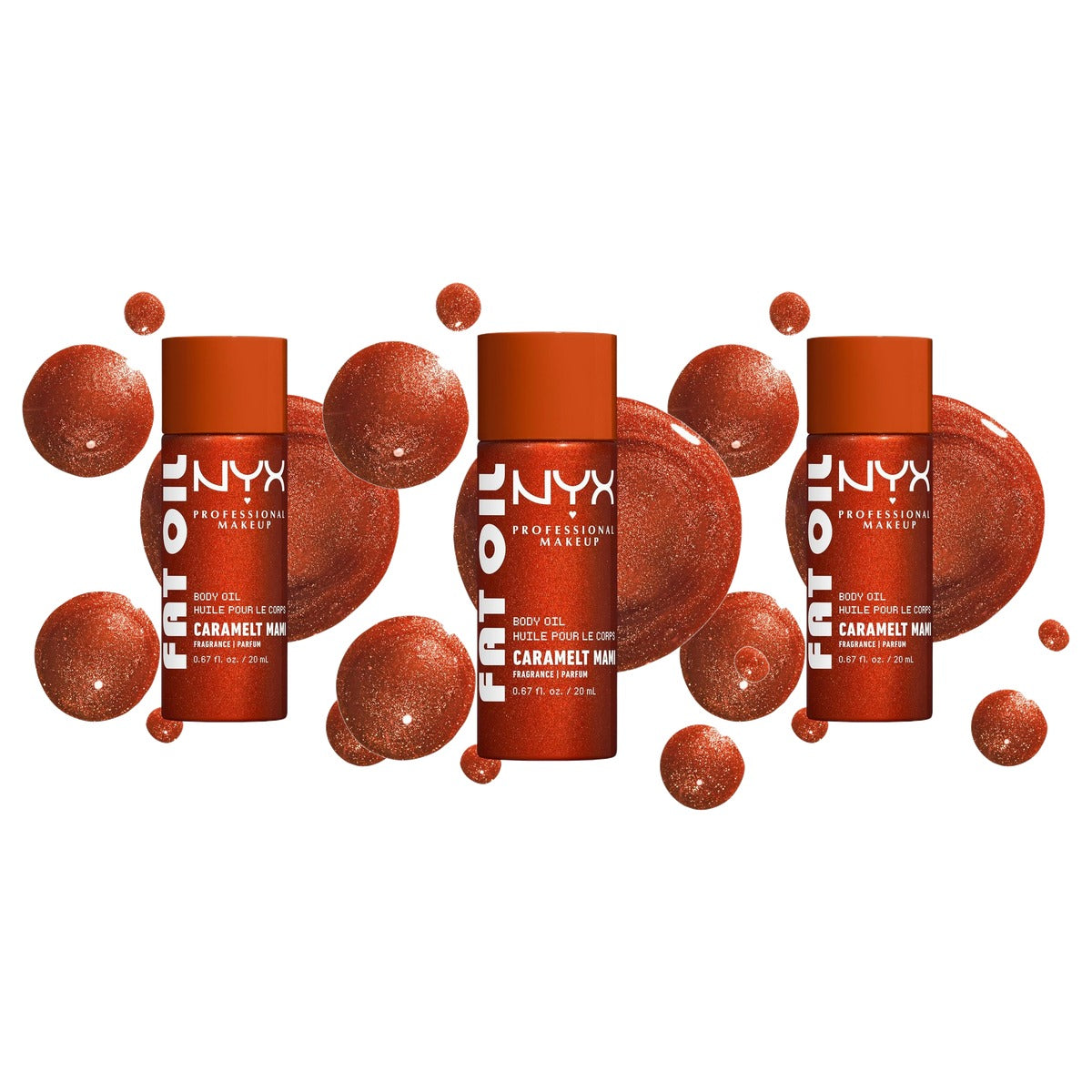 NYX PROFESSIONAL MAKEUP Fat Oil Body Oil Caramel - 3 stuks
