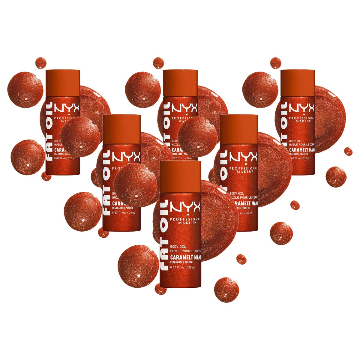 NYX PROFESSIONAL MAKEUP Fat Oil Body Oil Caramel - 6 stuks