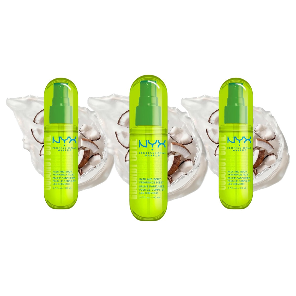 NYX PROFESSIONAL MAKEUP Fat Oil Coconut Cutie 80 ml - 3 stuks