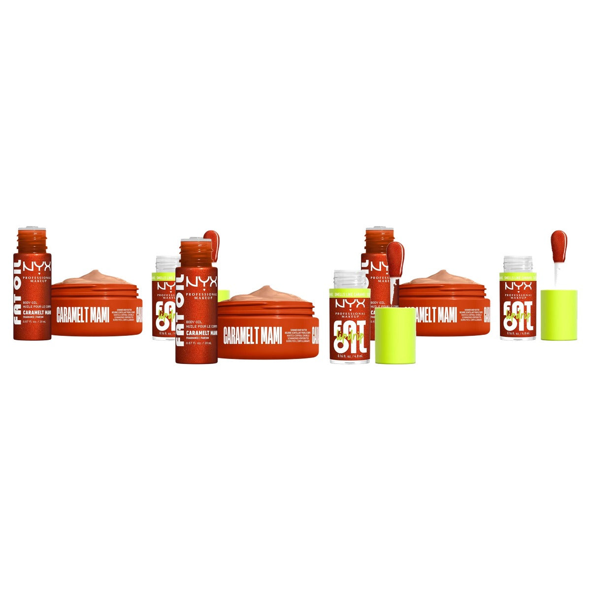 NYX PROFESSIONAL MAKEUP Fat Oil Lip & Body Kit Caramel Mami - 3 stuks