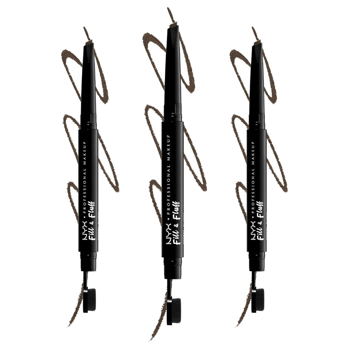 NYX PROFESSIONAL MAKEUP Fill & Fluff Eyebrow Pomade Pencil Ash Brown 3 stuks