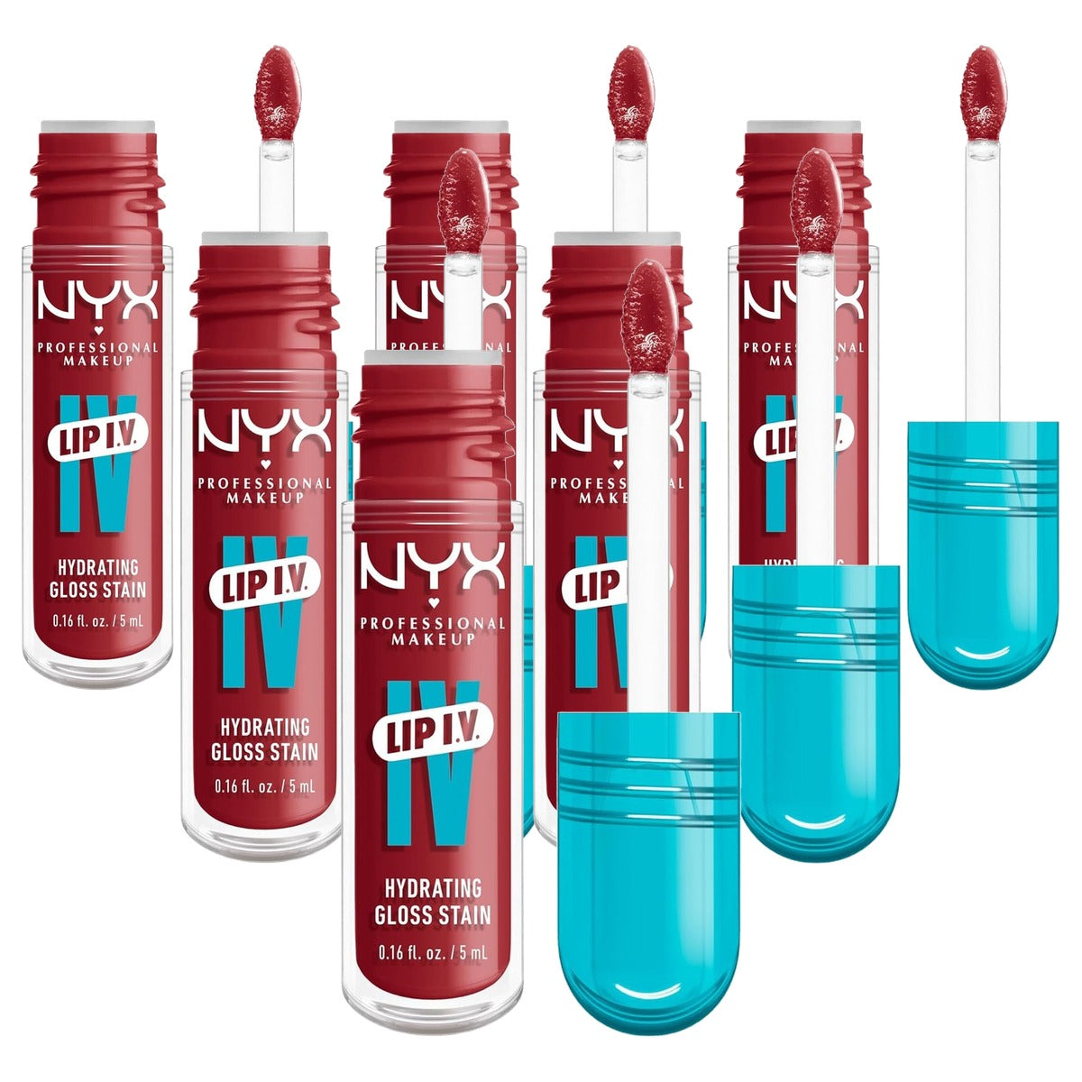 NYX PROFESSIONAL MAKEUP Lip IV Hydrating Gloss Stain Bubblegum Burst - 6 stuks