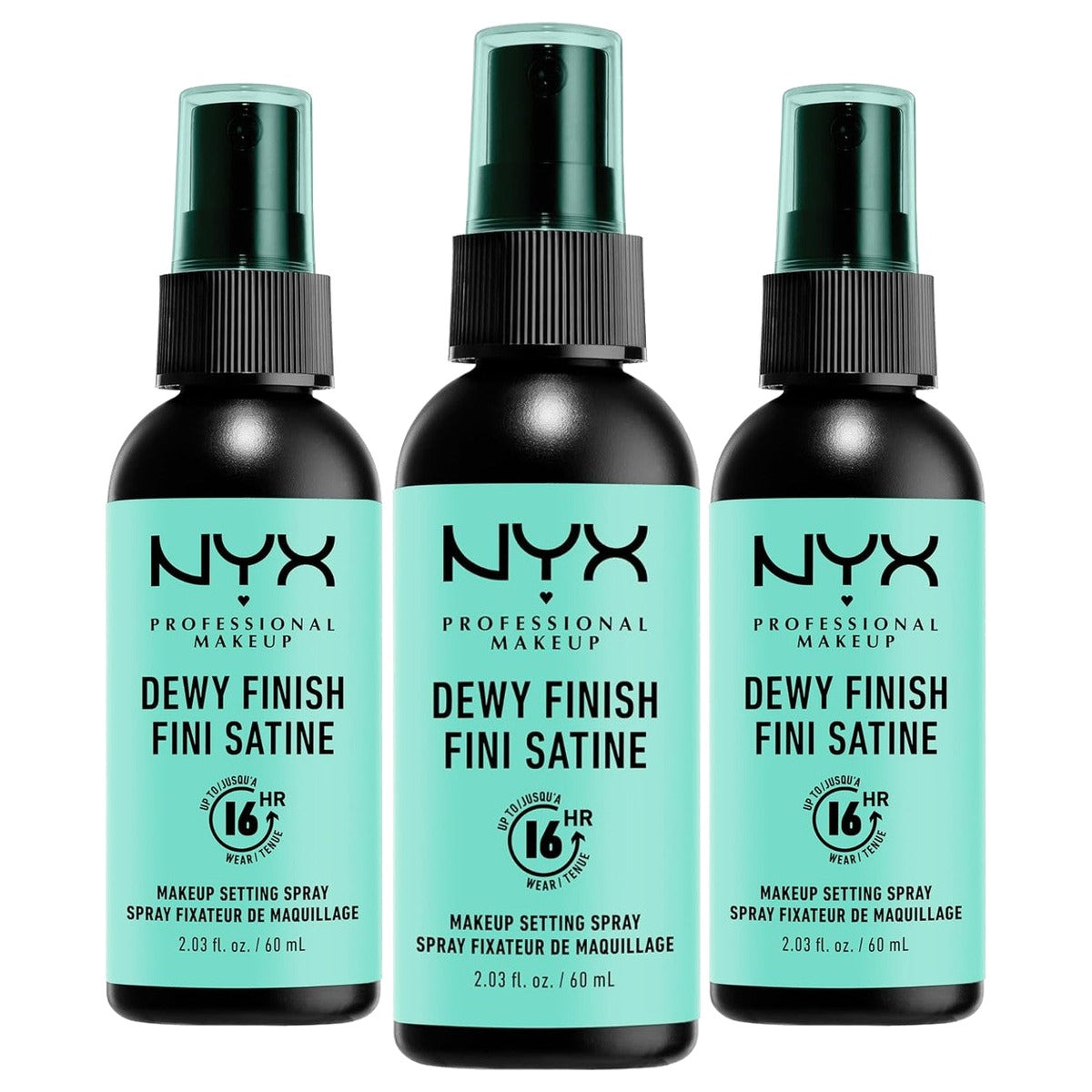 NYX PROFESSIONAL MAKEUP Setting Spray Dewy Finish 60 ml - 3 stuks
