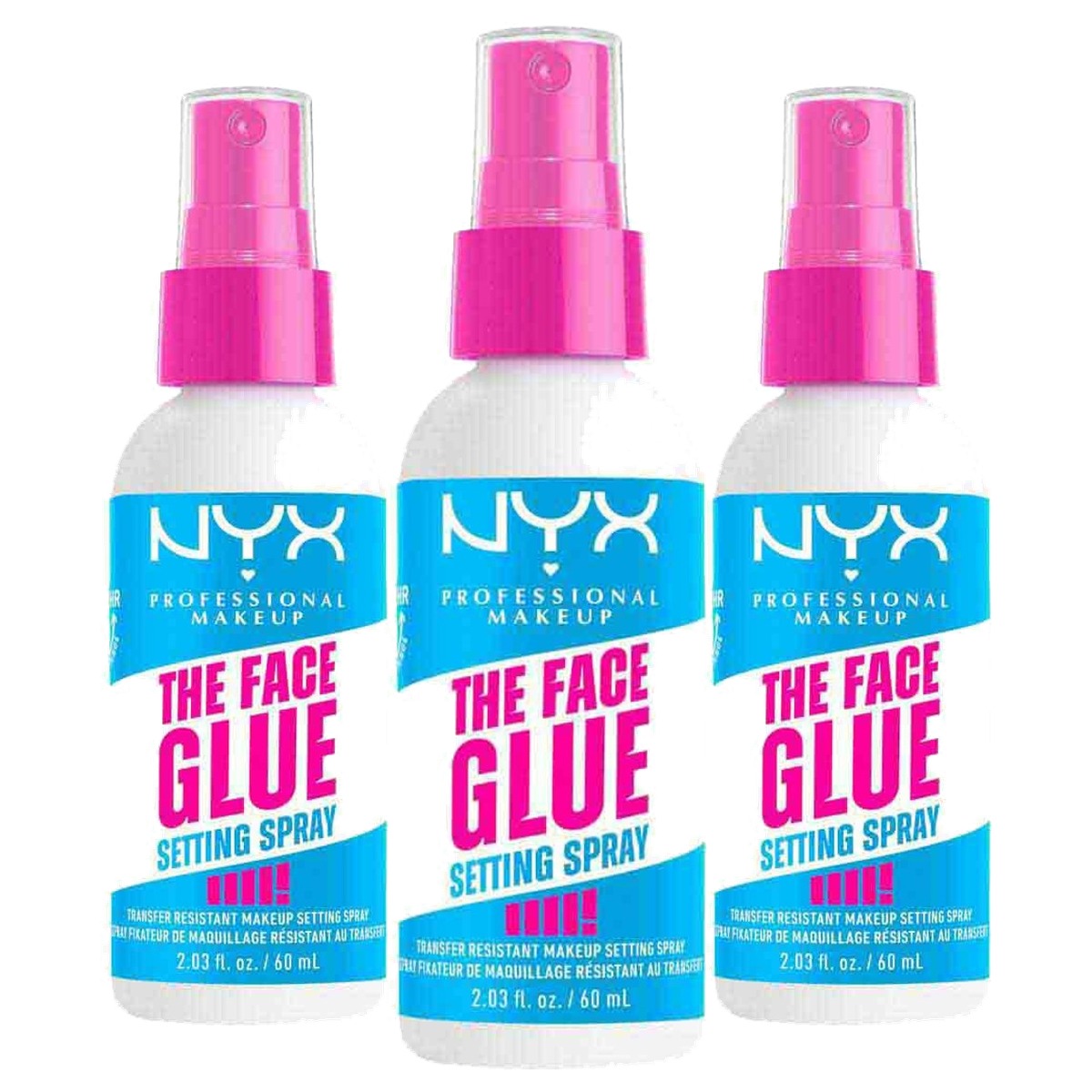 NYX PROFESSIONAL MAKEUP The Face Glue Setting Spray 60 ml - 3 stuks