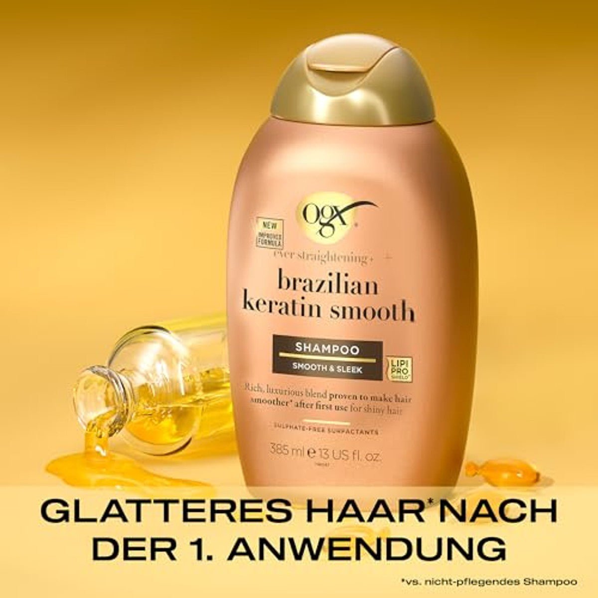 OGX Ever Straightening+ Brazilian Keratin Therapy Smoothing Shampoo 385 ml door OGX nu bij Huishoudvoordeel