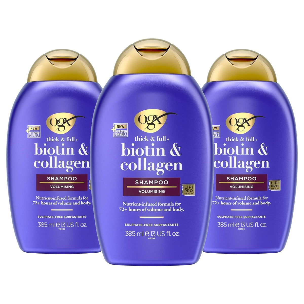 OGX Thick & Full Biotine & Collageen Shampoo 385 ml - 3 stuks