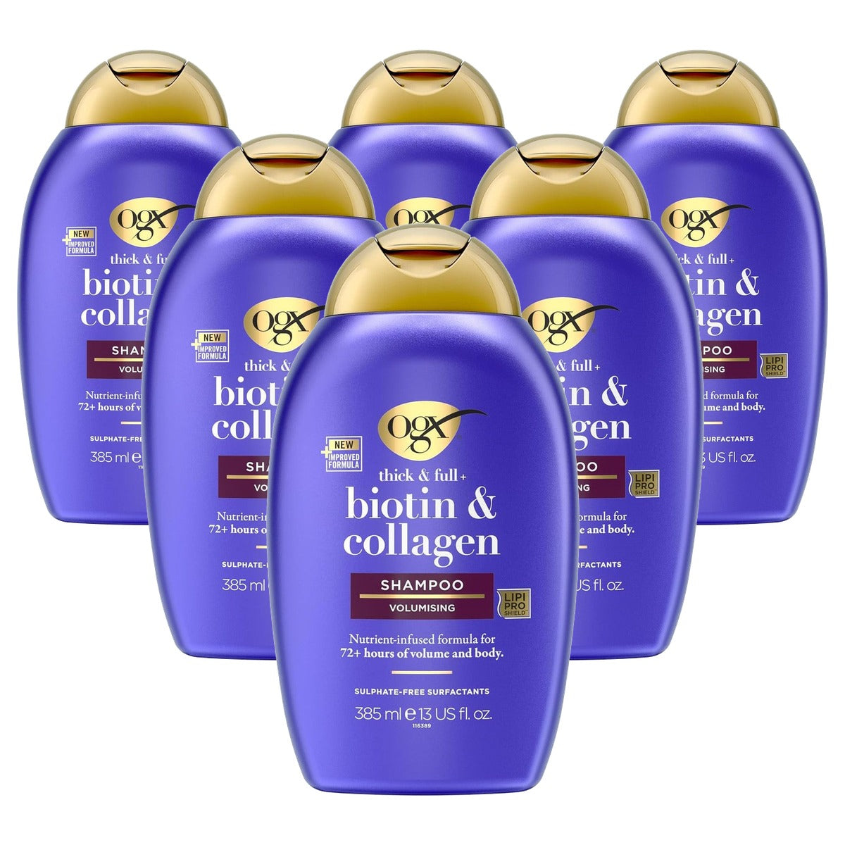OGX Thick & Full Biotine & Collageen Shampoo 385 ml - 6 stuks