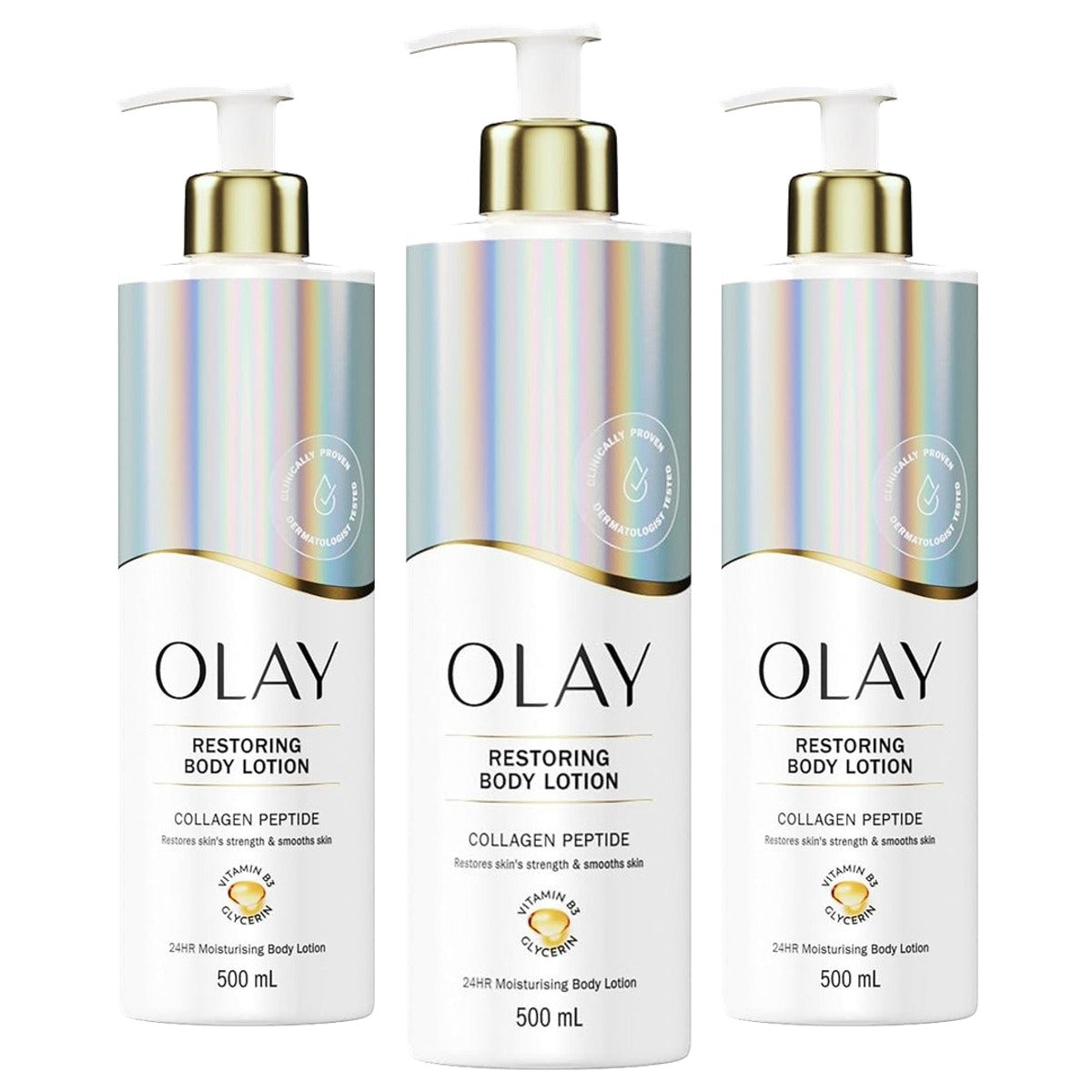 Olay Collageenpeptide herstellende bodylotion 3 x 500 ml - Voordeelverpakking