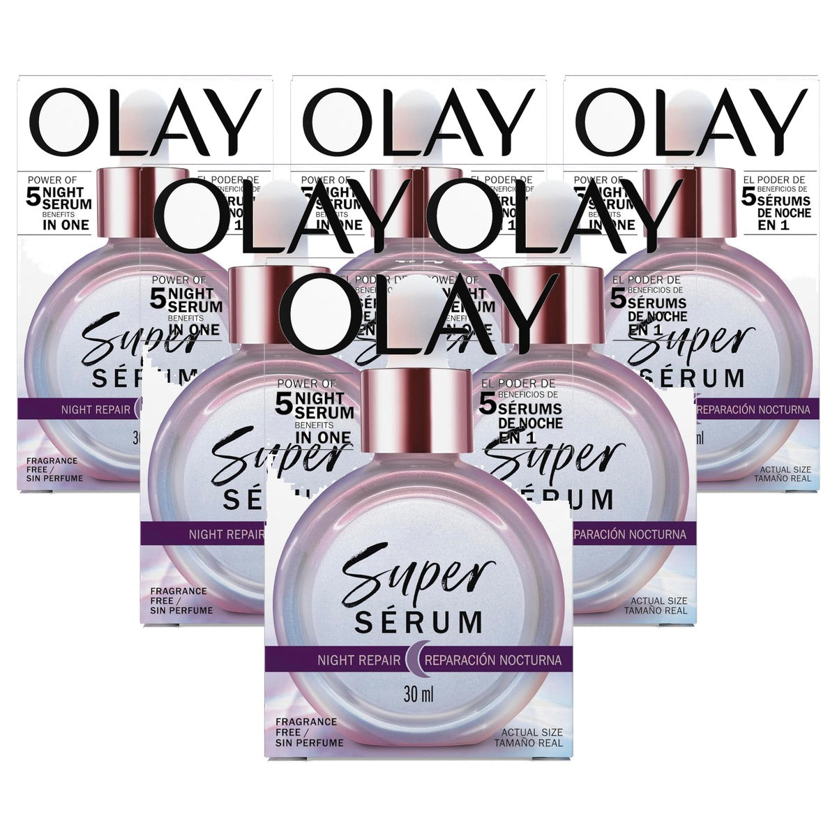 Olay Super Serum Nachtreparatie 5-in-1 6 x 30 ml - Voordeelverpakking