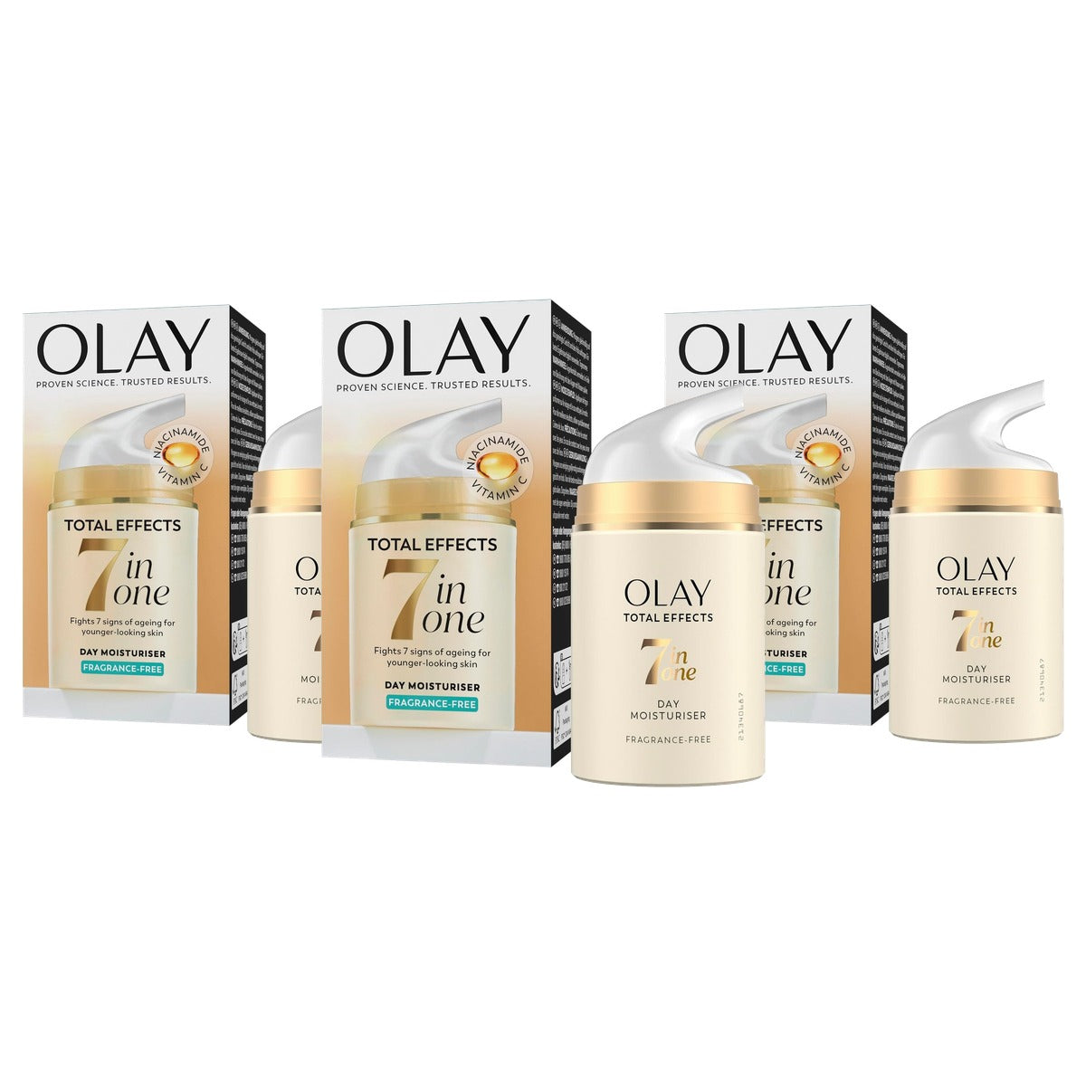 Olay Total Effects 7-in-1 dagcrème geurvrij 3 x 50 ml - Voordeelverpakking