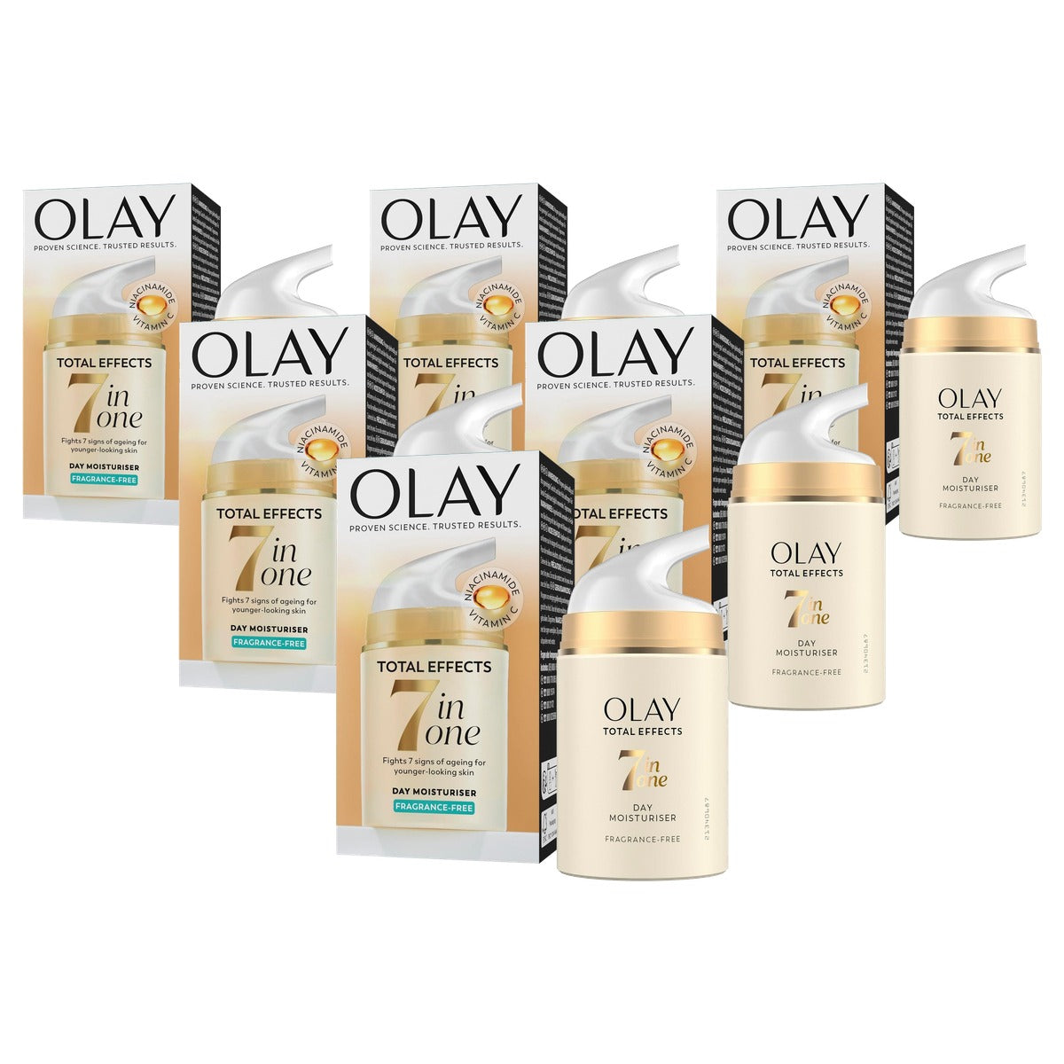 Olay Total Effects 7-in-1 dagcrème geurvrij 6 x 50 ml - Voordeelverpakking