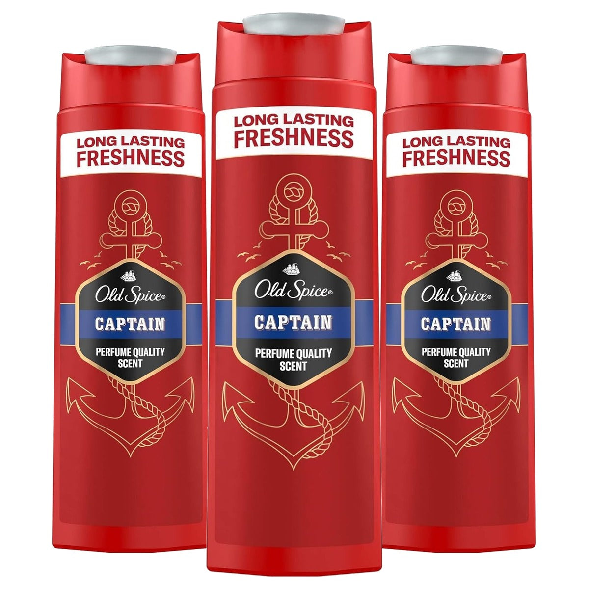 Old Spice Captain 3-in-1 douchegel & shampoo voor mannen 3 x 250 ml - Voordeelverpakking