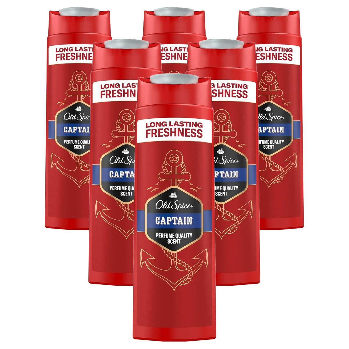 Old Spice Captain 3-in-1 douchegel & shampoo voor mannen 6 x 250 ml - Voordeelverpakking