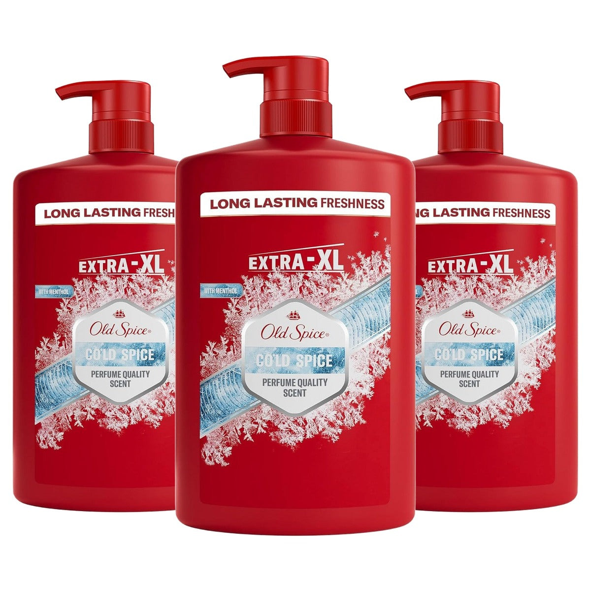Old Spice Cold Spice douchegel & shampoo voor heren 3 x 1000 ml - Voordeelverpakking