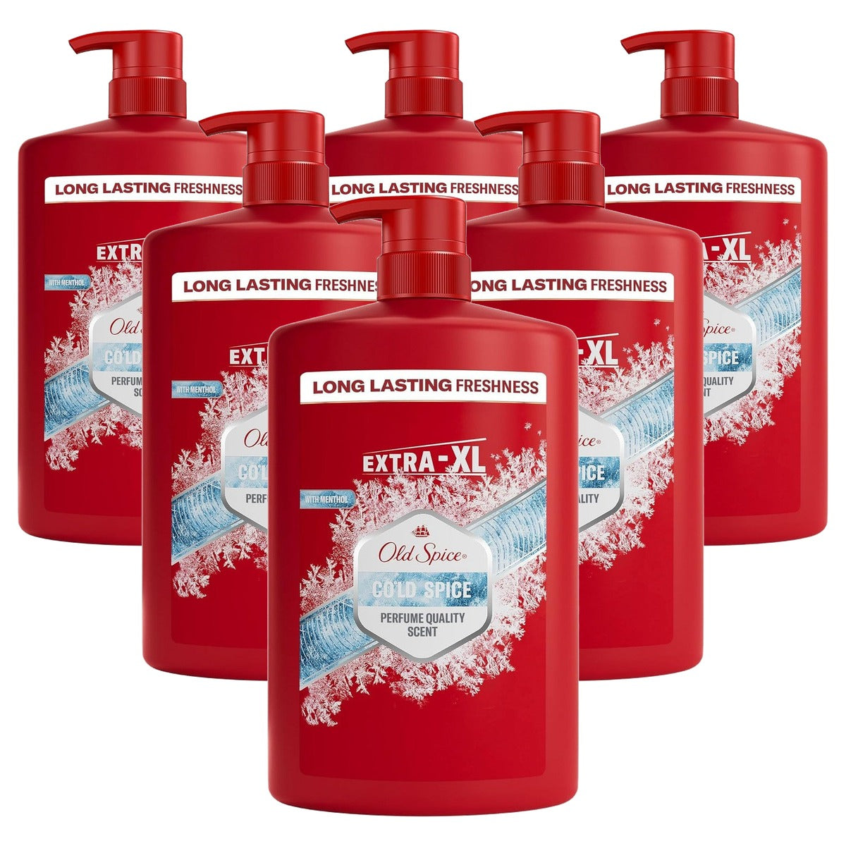 Old Spice Cold Spice douchegel & shampoo voor heren 6 x 1000 ml - Voordeelverpakking
