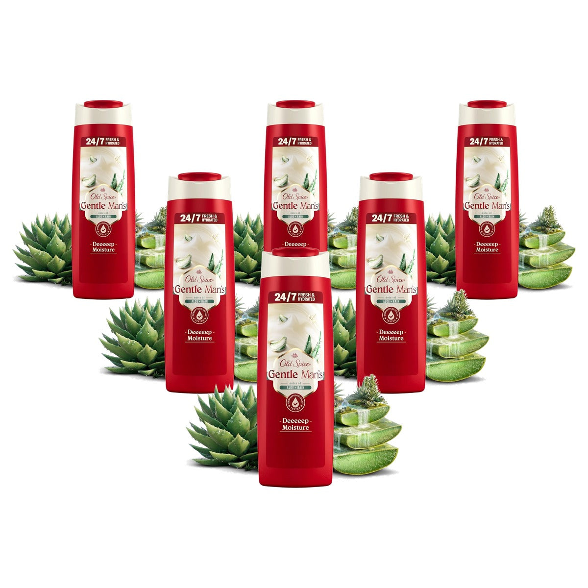 Old Spice Gentle Man's Aloë + Rain 3-in-1 6 x 400 ml - Voordeelverpakking