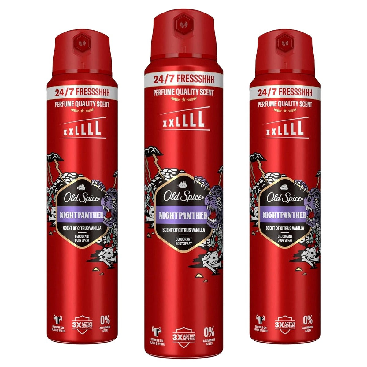 Old Spice Night Panther Deospray voor mannen 3 x 250 ml - Voordeelverpakking