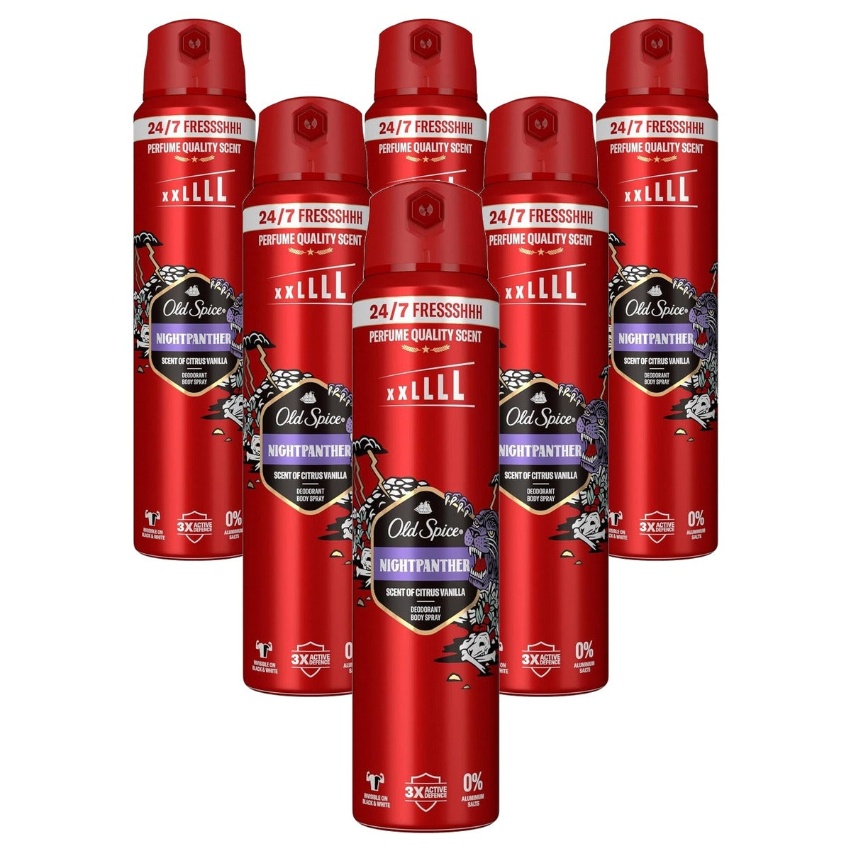 Old Spice Night Panther Deospray voor mannen 6 x 250 ml - Voordeelverpakking