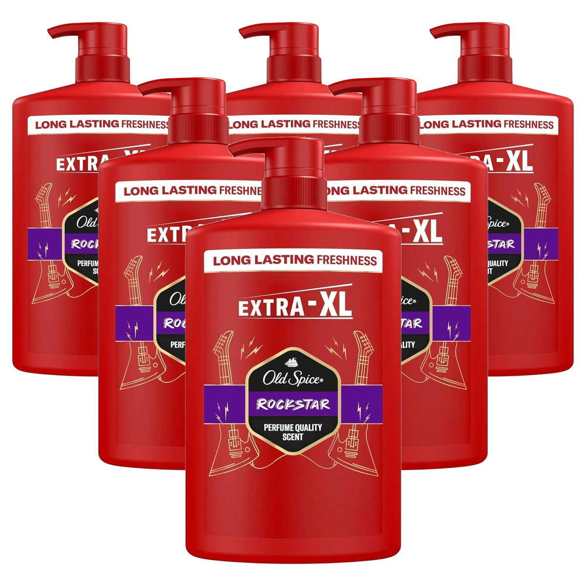 Old Spice Rockstar 3-in-1 douchegel 6 x 1000 ml - Voordeelverpakking