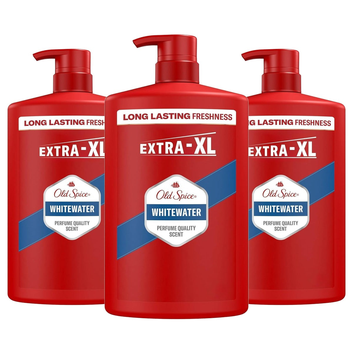 Old Spice Whitewater 3-in-1 Shampoo Haar, Gezicht & Lichaam 3 x 1000 ml - Voordeelverpakking