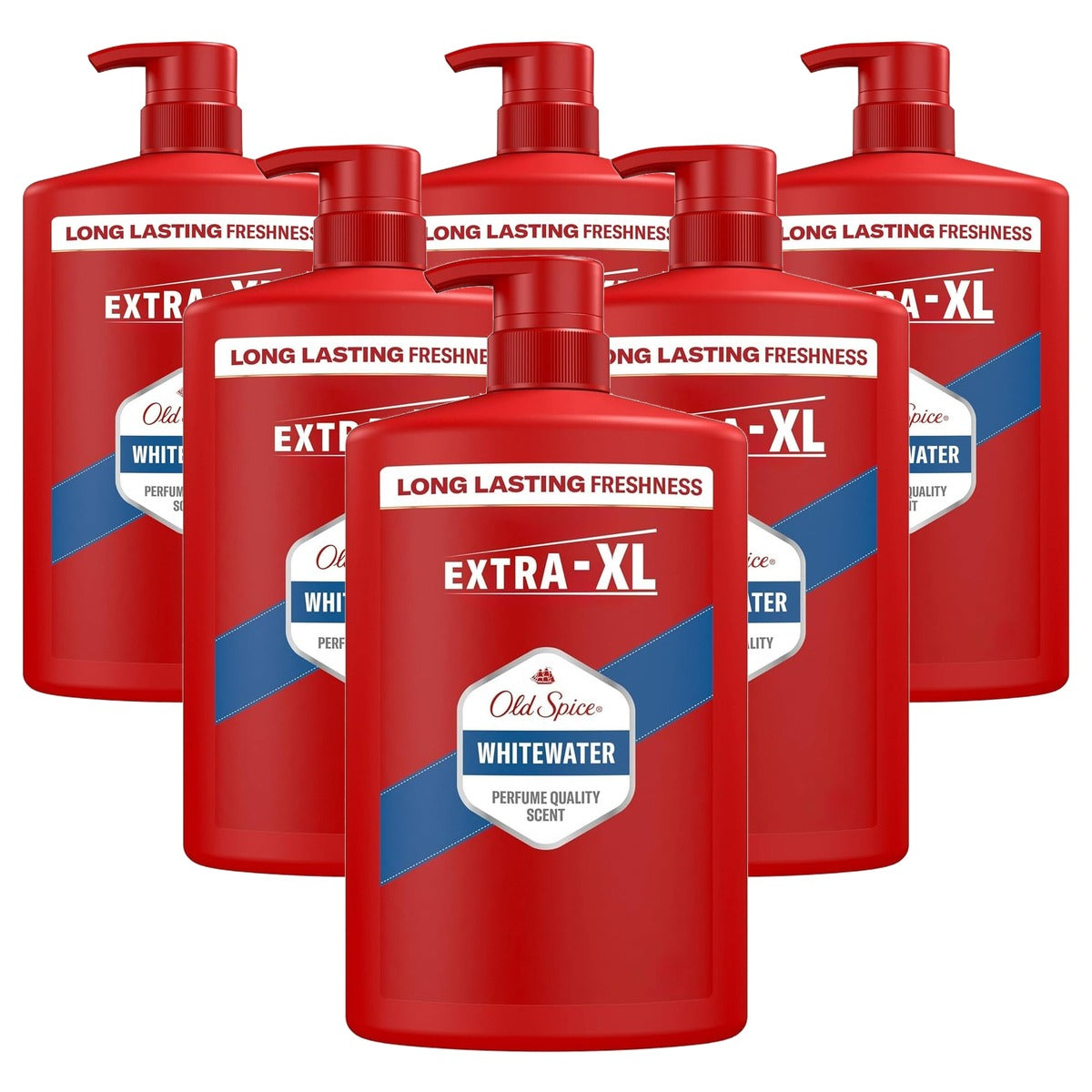 Old Spice Whitewater 3-in-1 Shampoo Haar, Gezicht & Lichaam 6 x 1000 ml - Voordeelverpakking