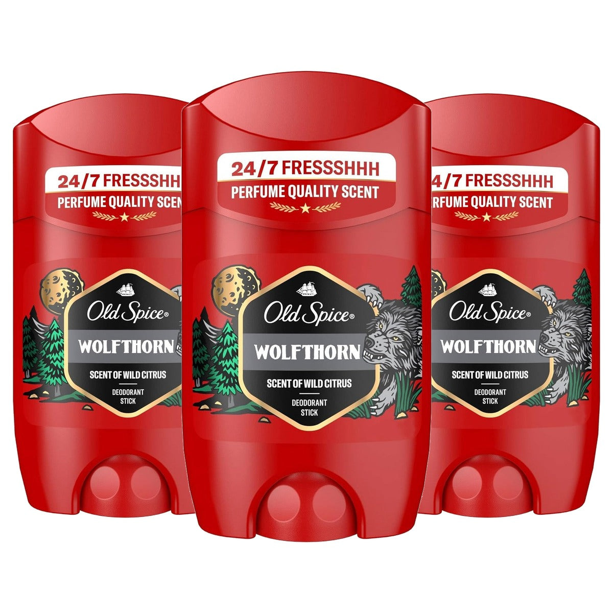 Old Spice Wolfthorn Deostick voor mannen 3 x 50 ml - Voordeelverpakking