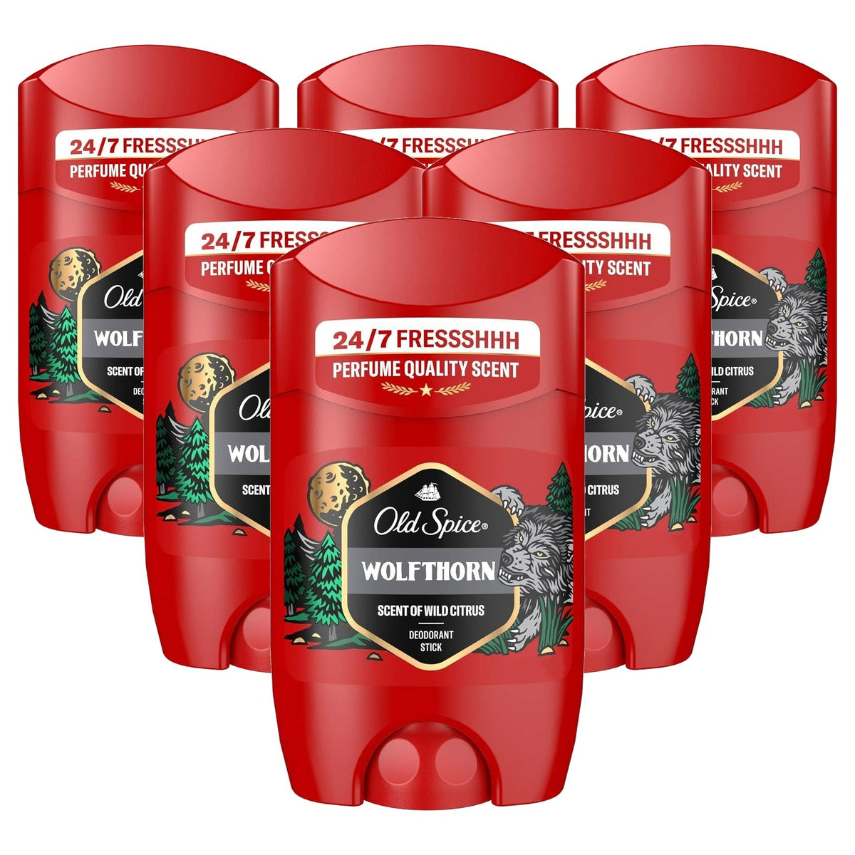 Old Spice Wolfthorn Deostick voor mannen 6 x 50 ml - Voordeelverpakking